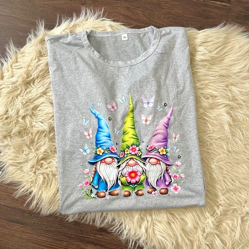 Cute Gnome Graphic Plus Size Tee T-shirt 2X